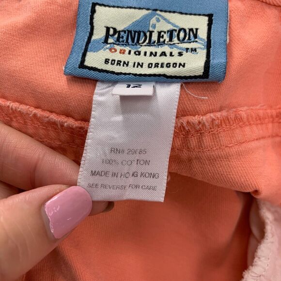 Pendleton Skirt Womens 12 Peach Denim Originals Born In Oregon Pockets Cotton - Picture 10 of 13